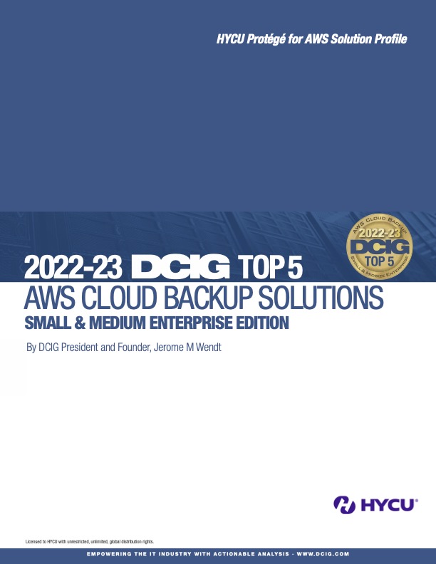 Top 5 aws small medium enterprise cloud backup solutions2022 23 dcig